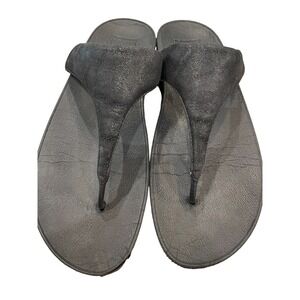 Fitflop Womens Shimmy Thong Sandal Black C64-403 Low Heel Wedge Slip On Size 10